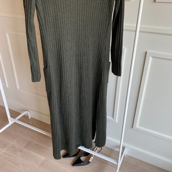 INTERMIX Ribbed Duster Cardigan Sweater - Green - Picture 8 of 15